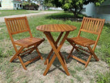 ZUN 3-Piece Acacia Wood Bistro Set, Wooden Folding Patio Furniture for Garden Backyard Balcony Porch w/ W2640P199982