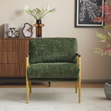27.56" Modern Accent Chair with Plush Cushions, Minimalist Metal Frame, and Wooden Armrest Design N767P215306E