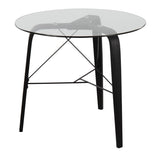 Trilogy Mid-Century Modern Round Dinette Table in Black Wood with Clear Glass Top by LumiSource B202P223354