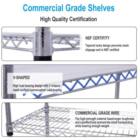 ZUN 6 Tier 6000lbs Capacity NSF Metal Shelf Wire Shelving Unit, Heavy Duty Adjustable Storage Rack with 64255911