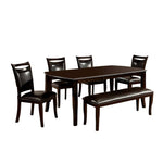 ZUN Transitional Dining Room 1pc Bench only Dark Cherry / Espresso Padded Leatherette Seat Solidwood B011P208964