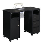 ZUN MDF Double Cabinet 3 Drawers 1 Door With Fan Manicure Table Black 33888611