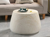 Light Travertine Finish Magnesium Oxide Tapered Side Table 14.57" Top Diameter Round End Table W5351P456856