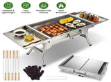Portable Folding Charcoal BBQ Grill, Outdoor Barbecue Grill with Dual Side Shelves & 12 Air Vents, 30224474