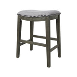 ZUN Saddle Stool -25" Counter Stool, Gray/Light Gray Fabric, Set of 2 B046P144394