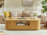 46.5"modern luxury oval coffee table with drawers and storage compartments, curved contour design, W1162P339120