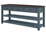 Retro Design Console Table with Two Open Shelves, Pine Solid Wood Frame and Legs for Living Room 50405748