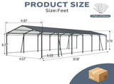 12*32 FT Carport, Heavy Duty Carport with Galvanized Steel Roof and Frame, Metal Carport Large W540P478292