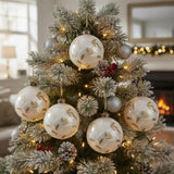 6PCS Set 3.9" Christmas Glass Ball Ornaments Hanging Decorations for Holiday Tree Party Baubles FBA 71096669