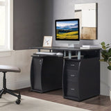 115* 55*74cm 15mm MDF Portable 1pc Door with 3pcs Drawers Computer Desk Black 47232081