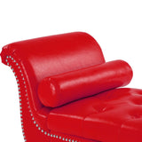 ZUN Red, PU Leather, Metal Feet Upholstered Ottoman Bedroom Lounge Ottoman Flip Top Storage Sofa Bench 22859043