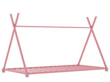 Metal Twin Size House Platform Bed with Triangle Structure, Pink WF307193AAH
