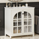 31" Farmhouse Bathroom Vanity Ceramic Sink, Faux Aged Finish, Vintage Rustic Bathroom Cabinet N817P299512W