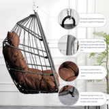 Outdoor garden rattan egg swing chair hanging chair PE hanging chair brown W2500P309626