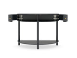 Artisan-Crafted Wave-Pattern Demi-Lune Console Table with Dark Gray Finish,Unique Half Moon Design 68908994