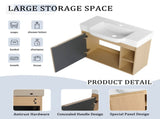 28'' Wall-Mounted Bathroom Vanity with White Ceramic Sink & Soft-Close Door, KD-Packing, W999P556325