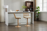 ZUN Set of 2 Rattan Bar Stool, 360 Swivel Bar Chair, Counter Height Chair with Footrest for Kitchen, W1752P217906