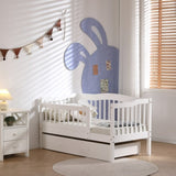 Vertical Fence White Painted Pine Toddler Bed with Bottom Drawer and Side Car Bed 73292945
