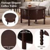 Vintage Round Coffee Table Storage in 30.3" for Living Room, Mid Century Modern Cocktail Table N735P277387D