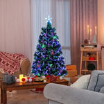 ZUN 6ft Top With Stars PVC Material Fiber Optics 230 Branches Christmas Tree Green 09256951