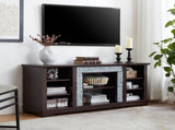 TV Media Stand with with Faux Stacked Stone Surround, Modern Entertainment Console with Open Storage 52124914