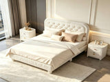 Twin Size Single Upholstered Platform Bed Frame with 46" Tufted Boucle Headboard, Wooden Slat 17376989