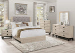 ZUN Modern Design Bedroom Furniture Cream Finish 1pc Beautiful Queen Bed Button-Tufted Fabric B011P228970