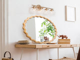 27.5 inches Round wavy Wall Mirror for Bathroom Vanity, Wooden Farmhouse Circle Mirrors for Bedroom, W2295P306932
