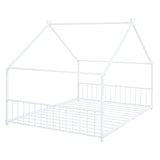 Full Size Metal House Bed, White MF305893AAK