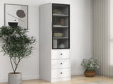 70.87" H Tall Bathroom Storage with 1 glass Door and 3 Drawer, Narrow Storage Unit, Floor W331P298186