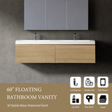 60'' Floating Bathroom Vanity Sink Combo, Modern Wall-Mounted Striped Bathroom Storage Cabinet W1573P265204