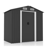 6 x 4 FT Outdoor Storage Shed, Metal Garden Storage House with Slanted Roof & Double Sliding Doors 10356971