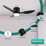 ZUN 42" Smart Flush Mount Fans with Lights Remote,Quiet DC Motor,Outdoor Indoor Low Profile W2352P204479