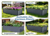 6x3x2ft 2pcs Large Raised Garden Bed Kit, Grey Rectangular Galvanized Metal Outdoor Garden Bed, W3213P464150