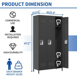 ZUN 3 Door 72"H Metal Lockers With Lock for Employees,Storage Locker Cabinet for Home Gym Office School T2398P285652