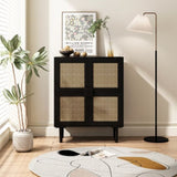 4-Doors Rattan Mesh Storage Cabinet, Sideboard with Eight Storage Spaces, for Entryway, Living Room, W757P198555
