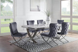 ZUN Glam Gray Velvet 2pcs Side Chairs Button-Tufted Chrome Frame Upholstered Dining Chairs Furniture Set B011P208972