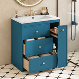 30'' Bathroom Vanity with Ceramic Sink Combo, Free Standing Single Vanity Set with Four Drawers, N710P228374C