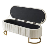 Elegant Upholstered Velvet Storage Ottoman with Button-Tufted,Storage Bench with Metal Legs for N733P208522A