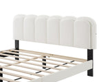 Lambswool Petal Headboard Bed Frame Cream Style Bedroom Soft Bed with Atmosphere Light, Queen N769P272030W