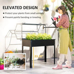 ZUN Black mini greenhouse with raised garden bed 59606394