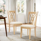 Off-White Dining Chairs Set of 2, Rubberwood Legs with Adjustable Glides, 23"H Chairs, KD Packing, W2896P245771