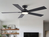 52" Matte Black Modern Reversible Motor Integrated LED Dimmable Ceiling Fan with Light and Remote W1367P448317