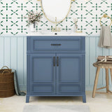 30'' Bathroom Vanity with Ceramic Sink,Solid Wood Frame Bathroom Storage Cabinet with Soft Closing N710P252113C