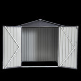 ZUN XWT014 Garden Metal Storage Shed Gray White 6x4x6ft outdoor storing tools Rainproof Hinge door W1711P154709