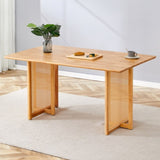 ZUN Chinese country retro solid wood table, simple modern imitation rattan table, wooden W1151P154592