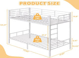White Twin Bunk Bed Square Tube High Guardrail Side Ladder Opening Iron Bed 58697085