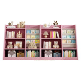 ZUN Pink Wooden Toy Storage Organizer Cabinet Kids Bookshelf Children Bookcase Toddler Baby Sling Book 76625099