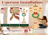 6FT Gold 3-Head Street Lamp with Wreath, 210 Warm White LEDs, Christmas Light Post, US Plug 72751542