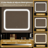 Large Vanity Table Set with LED Lighted Mirror, Vanity Desk with Charging Station, Makeup Table with 73192852